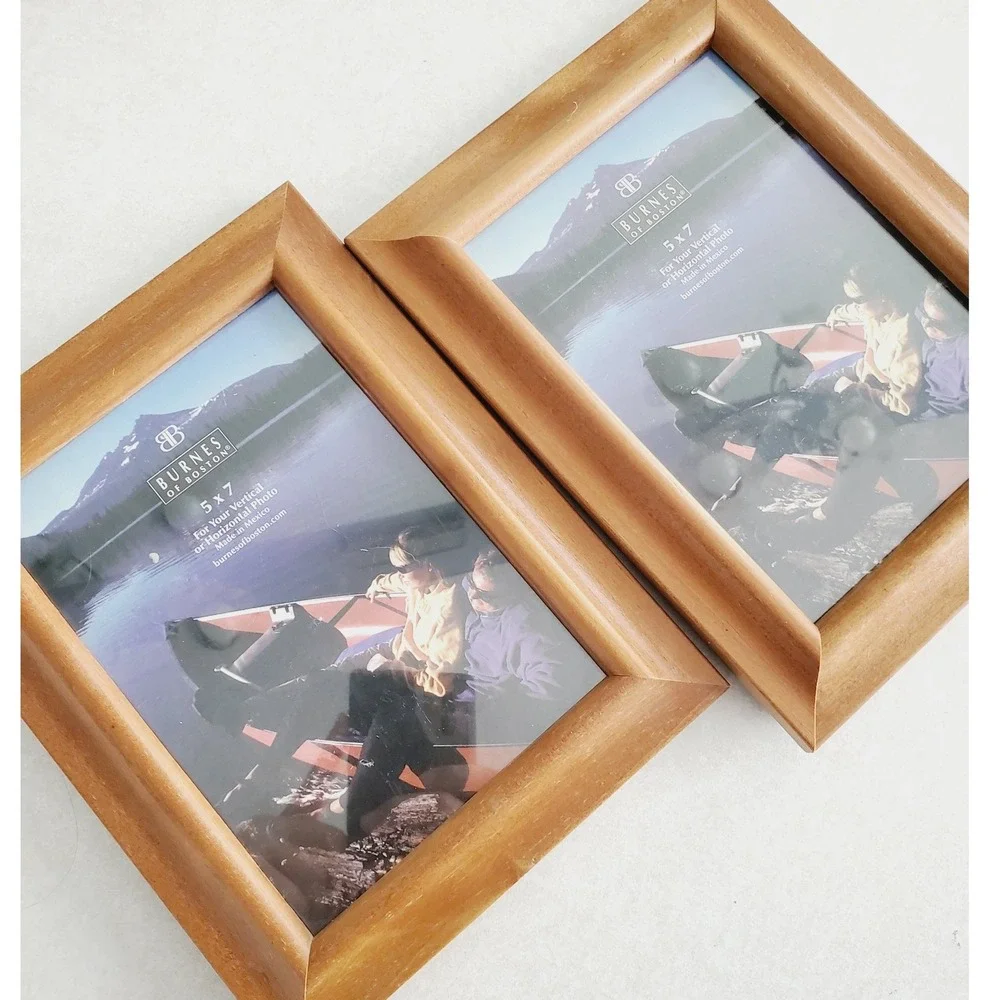 Vintage‎ Wooden Picture Frame Light Brown Set of 2 Tabletop Wall Decor 5x7